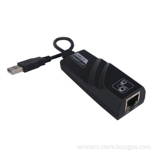 USB3.0 Gigabit Ethernet Adapter, Supports USB Full and High Speed Modes with Bus Power Capability